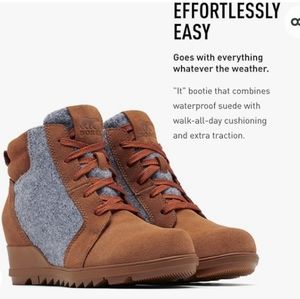 New Sorel Evie Leather Waterproof Comfort Booties Size 7